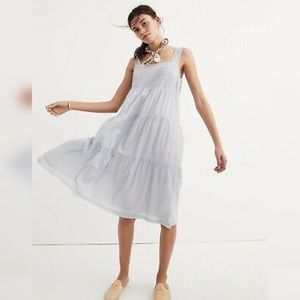 Madewell nwt G6077 Striped Midi Dress soft twilight blue white stripe size 10
